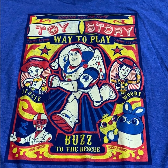 Toy Story 4 Blue Way To Play Large Tee Shirt - Picture 1 of 4